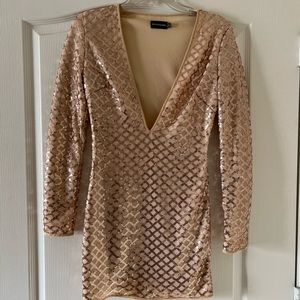 Sequin Low Cut Mini Bodycon Dress